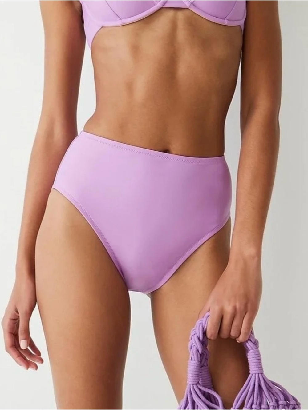 J.Crew Radiant Orchid Purple High Rise Full Coverage Swim Suit Bottoms sz Large